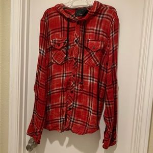 Insound Red Plaid Headphone Cotton Hoodie Jacket